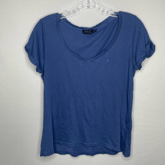 Ralph Lauren Blue V Neck Womens Tshirt- M - Picture 1 of 5